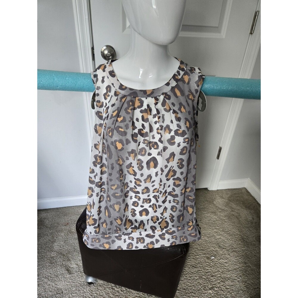 Janette Sheer Sleeveless Top W/animal Print Size 13